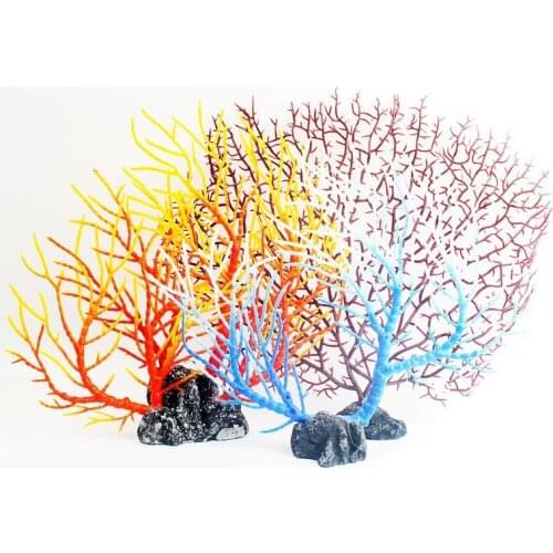 Aquarium Decoration Artificial Noctilucence Coral Sago Cycas for Fish Tank Fake Underwater Plant Landscape Multicolor Sizes