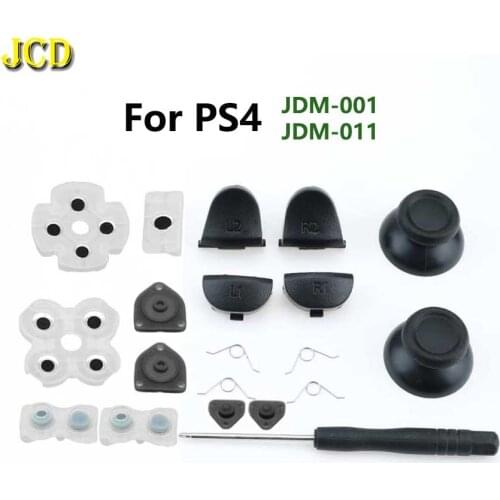 JCD For PS4 JDM-001 / 011 Controller L1 R1 L2 R2 Trigger Buttons 3D Analog Stick + Conductive Rubber Button Screwdriver Kit