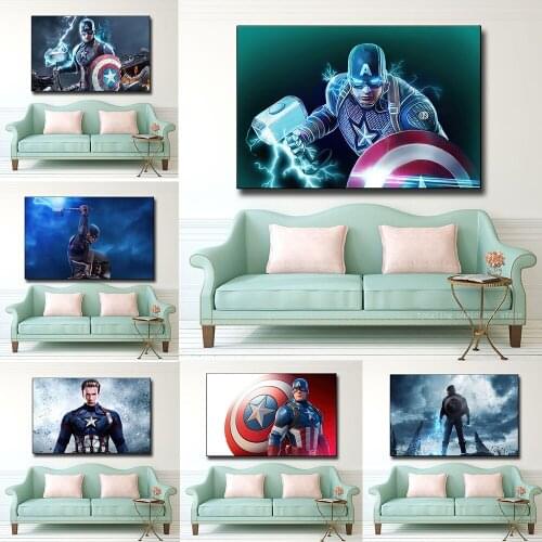 Captain America Painting Avengers Marvel Superhero HD Print Poster Canvas Painting Living Room Decoration Painting