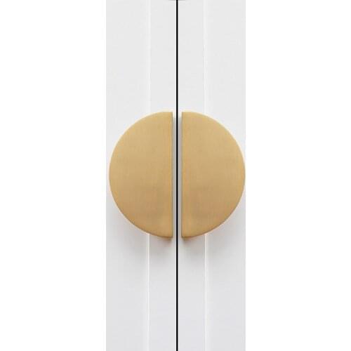 Brass Half Moon Cabinet Door Pull Gold Modern Moon Shape Closet Handles Black Wardrobe Semicircle Knobs Furniture Hardware