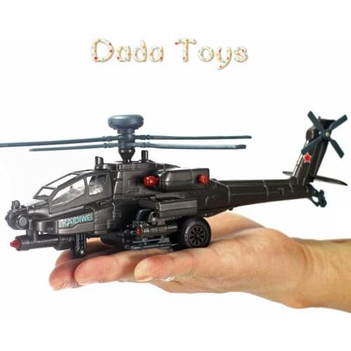 High Quality Diecast 1:64 KDW apache helicopter airplane fighter alloy model 685052 in gift box with sound and light