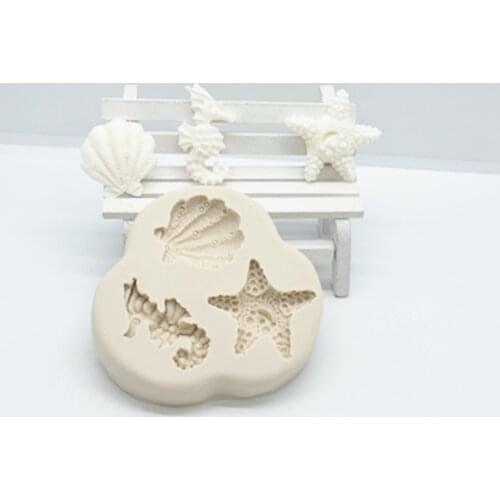Luyou 1pcs Sea Shell Starfish Silicone Fondant Molds Sugarcraft Cake Decorating Tools Pastry Kitchen Baking Accessories FM1571