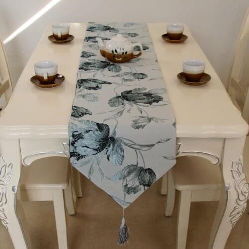 Water painting table north US european style table runner wholesale embroider table runner for wedding hotel dinner party