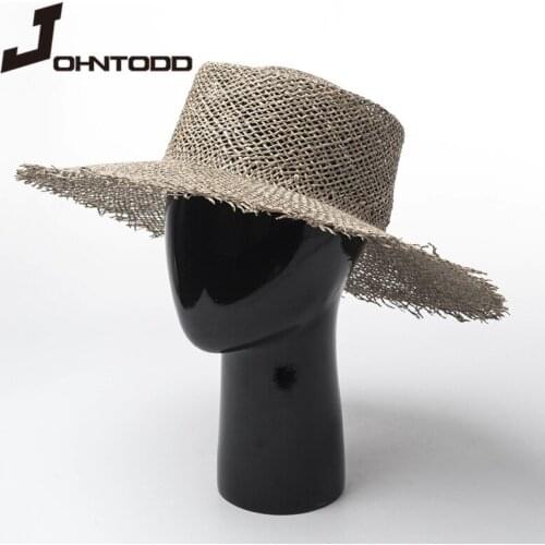New Summer Hat Womens Wide Brim Breathable Green Straw Hat French Hollow Cool Travel Vacation Beach Sun Hat wide brim hat cap