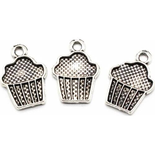 Newest 20pcs/lot cake dangle charms silver alloy lobster clasp charms for glass momery floating pendant necklace