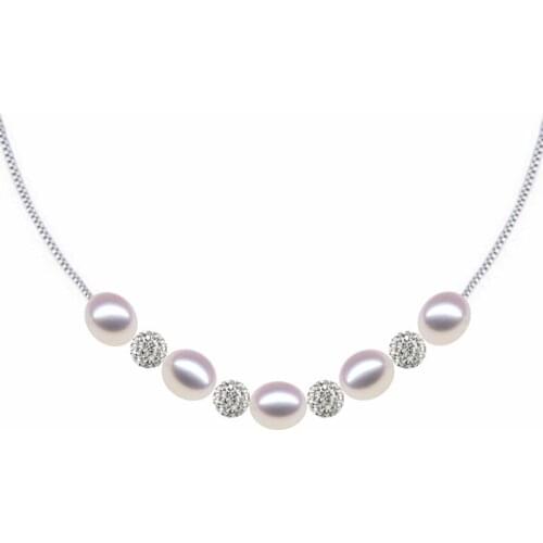 S925 Sterling silver AAAAA real natural pearl Drill the ball Multicolor necklace Fashion necklace For Women Free shipping