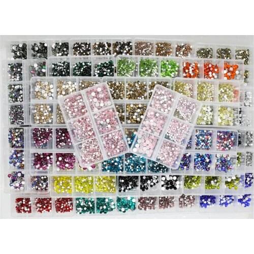 1200pcs Mix Sizes Glass Crystal Non Hot Fix Rhinestone Set Flatback 3D Crystal Nail art Rhinestones Decorations For Garment/Nail