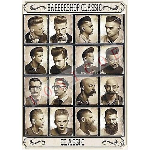 Vintage Hairdresser Tattoos Patterned Posters Kraft paper Interior Painting Restoring Wall Sticker Barber shop Home Decoration