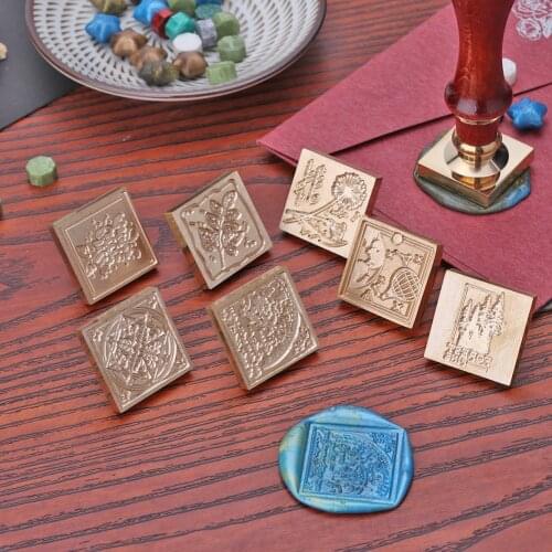 Vintage Square Seal Stamp Decorative Sealing Wax Stamp for DIY Scrapbooking Wedding Invitation Card Sealing Stamp Craft Gift