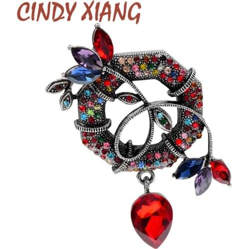 CINDY XIANG New Arrival Crystal Water-drop Flower Brooches For Women Vintage Fashion Summer Large Pin Brooch 2 Colors Available