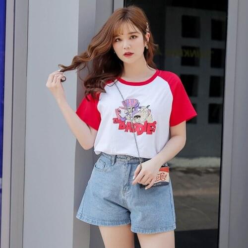 Plus Size O-Neck Casual T-Shirts Women Cotton T-shirts Loose Short Sleeves Tops Tees Feamle Clothing cartoon printing
