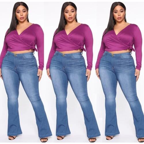 FNOCE 2021 new womens jeans pants large size fashion trends casual streetwear solid high waist slim elasticity elegant pants