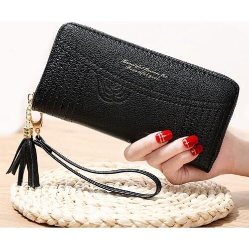 Lady Purses Women Wallets Tassels Zipper Coin Purse Cards ID Holder Wristlet Bags Handbags Flower Moneybags Female Wallet Pocket