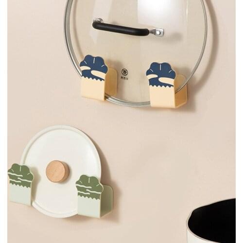 1Pcs Pot Lid Rack Wall-mounted Non-porous Kitchen Household Sitting Pot Lid Rack Artifact Wall-mounted Storage Rack