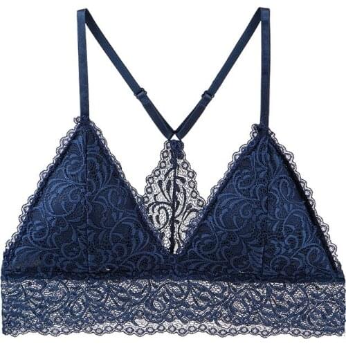 1 Pcs Floral Lace Bras for Women Sexy Lingerie Beauty Back Deep V Bralette Wire Free Thin Underwear Push Up Bra Female Brassiere