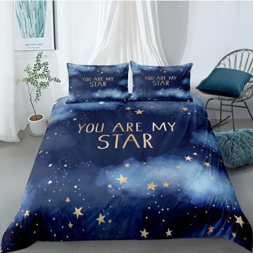 Starry Sky Pattern Duvet Cover Sets Pillowcase Single Double Queen King Comforter Cover 2/3pcs Creative Bedding Set Bedclothes