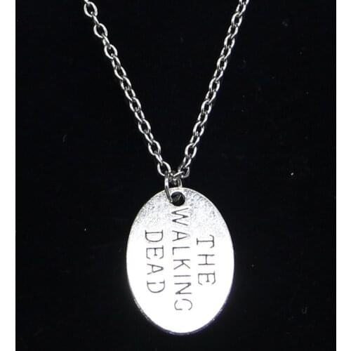 20pcs New Fashion Necklace 17x23mm plates the walking dead Pendants Short Long Women Men Colar Gift Jewelry Choker