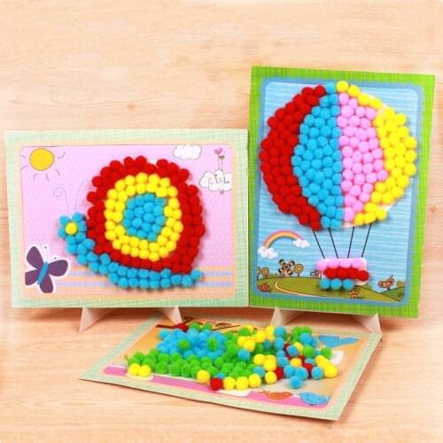 2020 New Child Toy DIY Hairball Handicrafts Girl Gifts Sticky Paper Painting Kindergarten Material Kids Crafts Toys For children