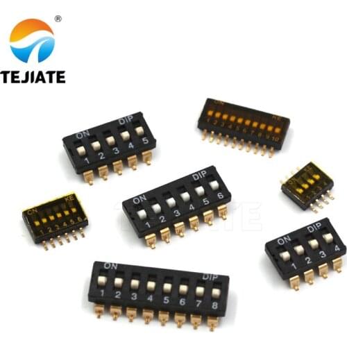 5PCS Toggle Switch Patch Flat Pulling DIP Snap Switches 2.54MM 1/2/3/4/5/6/8/10P Black Dial Address Switch