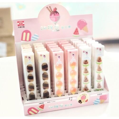 5pcs /Pack Cute Summer Style Watermelon Ice Cream Rubber Eraser Students Use Stationery