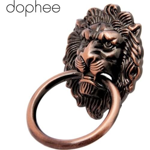 90MM Antique Furniture Handles Ring Vintage Lion Head Cabinet Knobs and Handles Door Cabinet Drawer Pull Handle Knob Ring