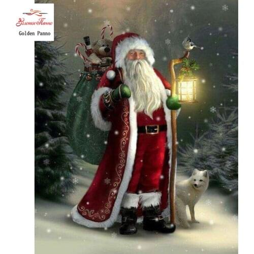 GOLDEN PANNO Diamond Painting Full Square 5D Diy Daimond Embroidery Diamant Mosaic Sale Displasy Broderie Diamant Santa Claus 02