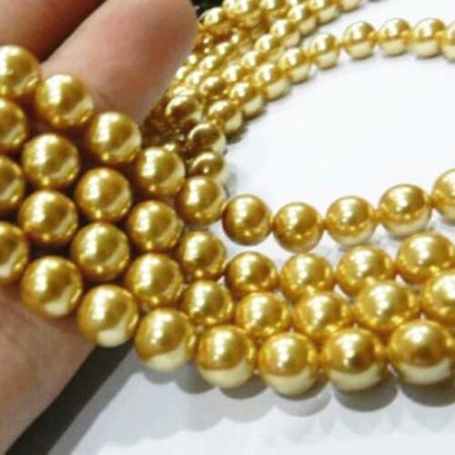 Fashion golden shell 8mm imitation pearl spacers loose beads fit diy necklace bracelet jewelry making 15 inch BV130