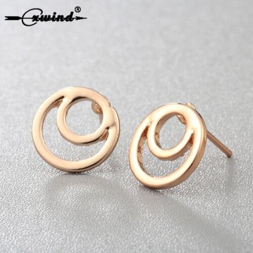 Cxwind Love Double Circle Round Flat Big Stud Earrings Geometirc Earring Woman Fashion Party Ear Jewelry bijoux brincos