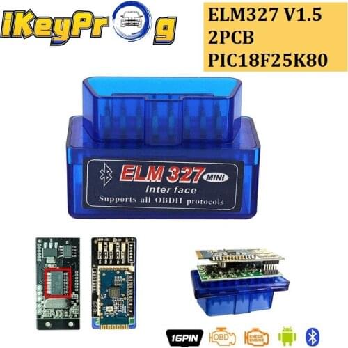 Dual 2PCB ELM327 PIC18F25K80 V1.5 OBDII Diagnostic Scanner ELM 327 Bluetooth V1.5 OBD2 code reader Car Diagnostic Tool