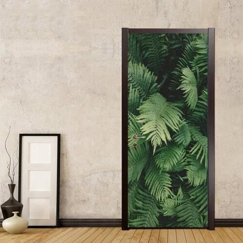 Custom Photo Wallpaper Modern Green Forest Plant Door Sticker Living Room Study Bedroom PVC Self Adhesive Waterproof Murals 3 D