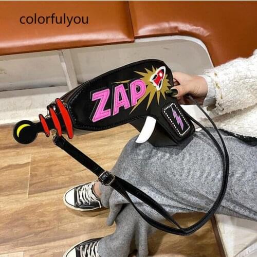 Fun Laser Gun Style Shoulder Bag Young Girls Daily Casual Clutch Bag PU Leather Crossbody Bag Women Letter Purse Flap 4 Color