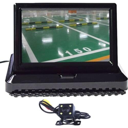 HD CCD 5.0" Color Car Display 5 Inch Folding New Digital 2 Channel Video Input DVD Player DC 12/24V And 4 LED Rearview Camera