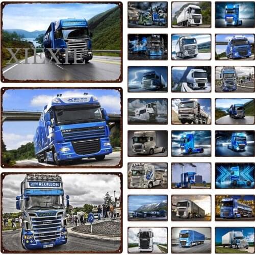 Mordern Truck Van Lorry Metal Plate Metal Tin Signs Plaque Metal Vintage Metal Wall Art for House Garage 20x30cm