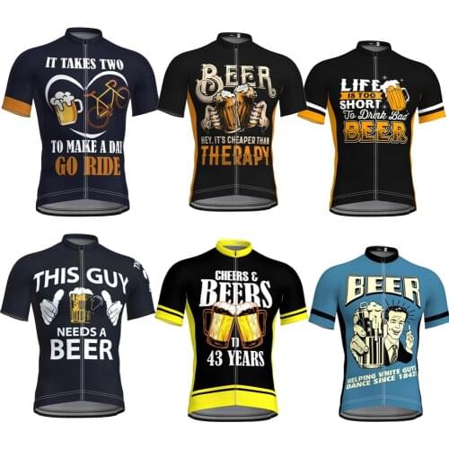 2021 Multi Styles Beer Cycling Jersey Men Summer Short Sleeve Bike Top Clothes Road Wear