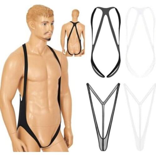 Men Open Butt Mankini Suspender Bikini Slingshot Thongs Jockstrap Gay Underwear Micro Bodysuit