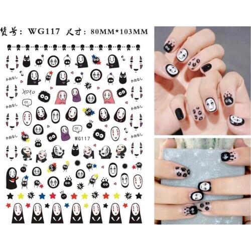 Halloween nail art sticker Cartoon pumpkin ghost printing ultra thin 3D nail coils self adhesive nail strips WG035