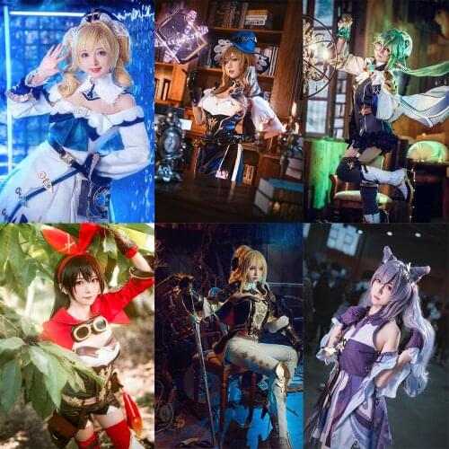 Genshin Impact Cosplay Clothes Amber Keqing Barbara Costume Carnival Costumes Women Party Shows Dress Uniform Cartoon Outfit