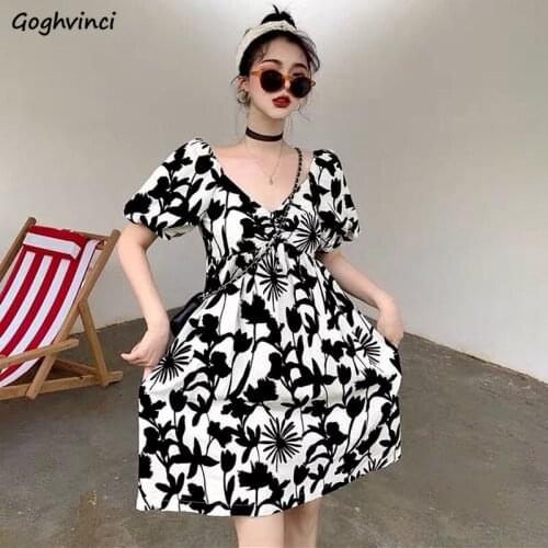 Sexy Backless Dress Short Sleeve Women Plus Size 4XL Floral Printed Slim High Waist Vintage V-neck Elegant Female Stylish Tender