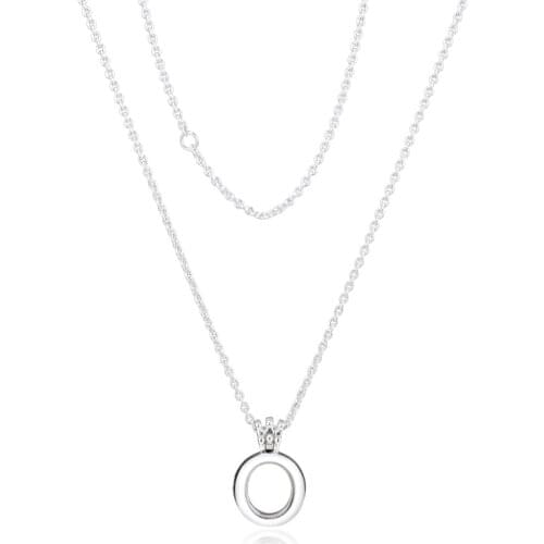 Floating Locket Crown O Necklace 925 Sterling Silver Necklaces & Pendants for Women Girls Jewelry Gift Colgantes Wholesale