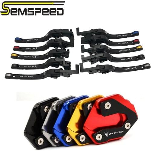 Logo MT-09 CNC Adjustable Folding Brake Clutch Levers Side Stand Extension Plate pad For YAMAHA MT 09 Tracer MT-09 Tracer 900 GT