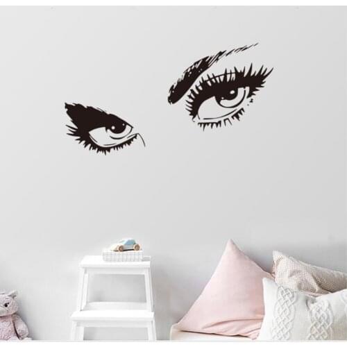 Lash & Brows Eyes Quote Wall Stickers Fashion Vinyl Eyelashes Wall Decals For Girls Bedroom Beauty Salon Decor Mural B545