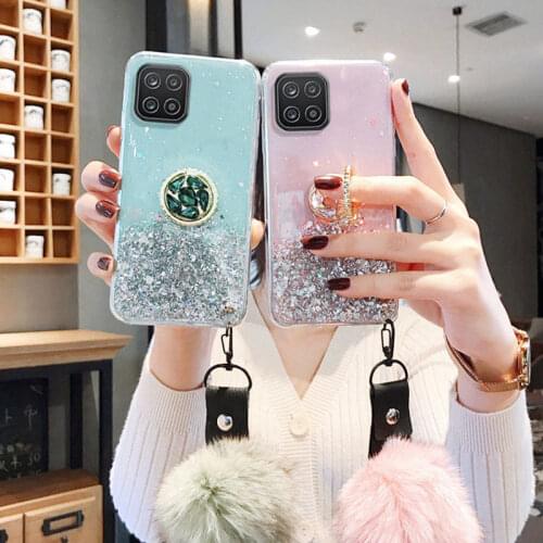 Luxury Bling Glitter Case For Samsung Galaxy A12 Cases On Samsung A 12 A72 A52 A32 A71 A51 A70 A50 A21S A31 With Hairball Cover