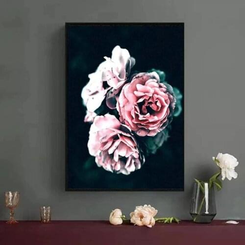 Modern Nordic Rose Flower Feather Wall Art Canvas Painting Scandinavian Fashion Poster Living Room Bedroom Home Decoration