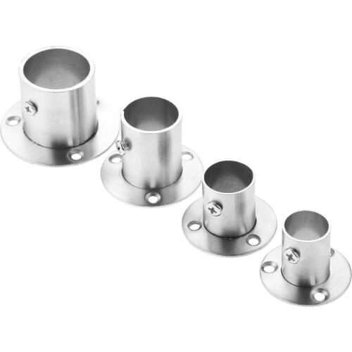 2Pcs Steel Wardrobe Rail Supports Hanging Rail Rod Pole Socket End Support Bracket Flange Holder for 19/22/25/32mm Dia Tube