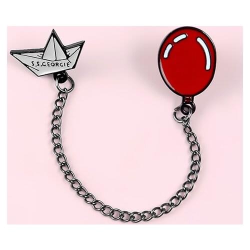 Glowing red balloon metal chain alphabet paper boat personality childrens toy gift souvenir shirt custom enamel lapel badge pin