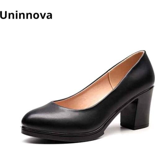Med Heel Pumps Womens Basic Microfiber Leather Office Career Casual Shoes Zapatos De Mujer Work Shoes Footwear