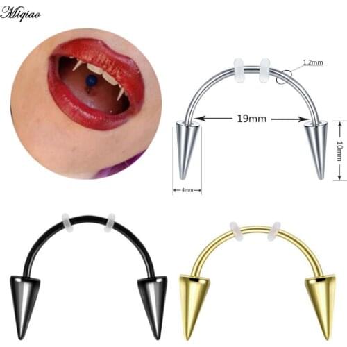 Miqiao 1pc Stainless Steel Tooth Decoration C Rod Smile Lip Tiger Tooth Nail Zombie Tooth Lace Nail Vampire Piercing Jewelry New