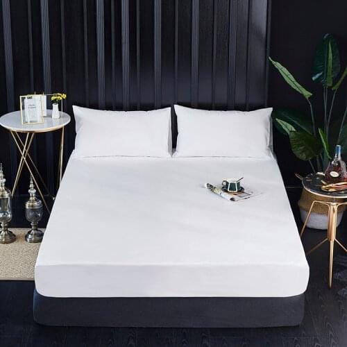 Waterproof Mattress Bed Cover Home Hotel Pure Color Fitted Bed Sheet Anti-mite Anti Bacterial Adult Children Bedspread