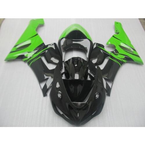 High quality ABS plastic fairing kit for Kawasaki ninja ZX6R 05 06 green black bodywork fairings set ZX6R 2005 2006 NW35