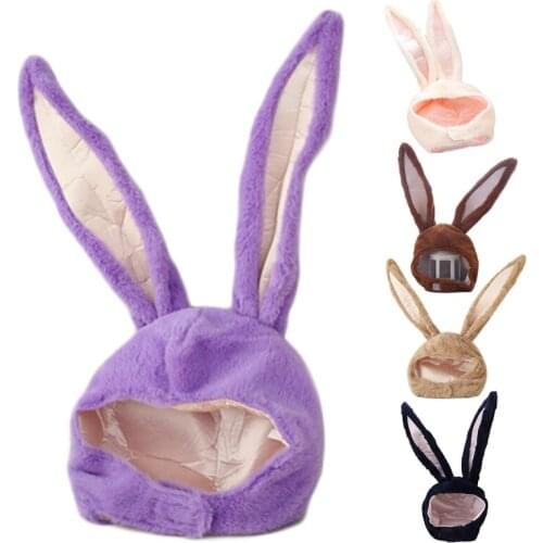 Funny Long Bunny Ears Plush Hood Hat Stuffed Toys Rabbit Cosplay Costume Warm Headgear Easter Halloween Party Favors Cap
